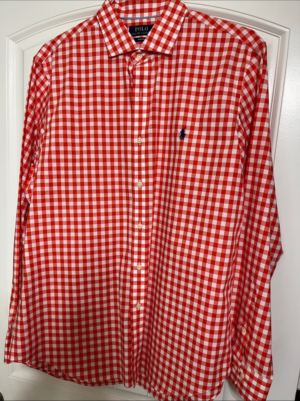 Polo by Ralph Lauren Orange and White Gingham Button-Down Shirt